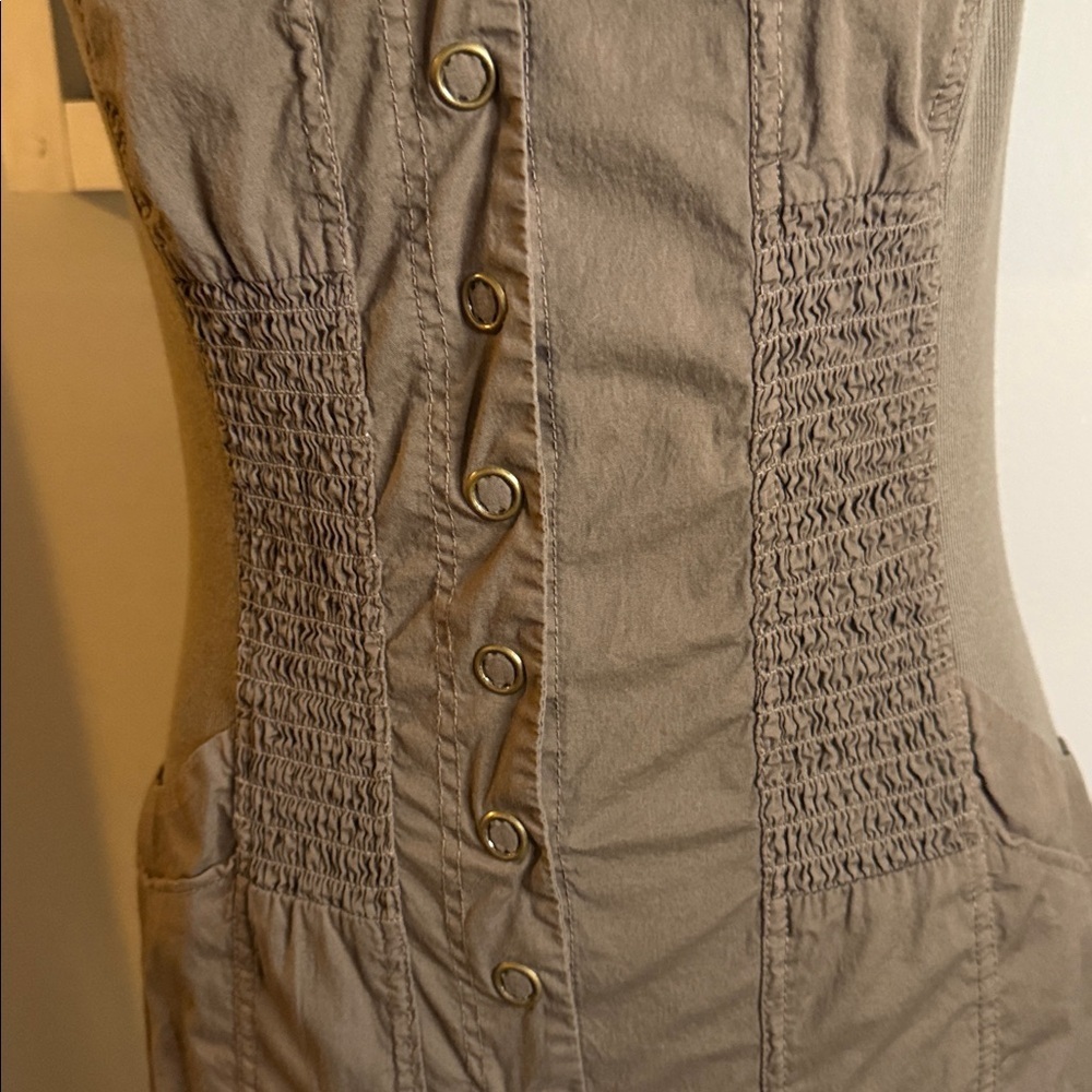 XCVI Mocha Brown Cropped Cotton Jumpsuit SZ Small - Picture 3 of 11